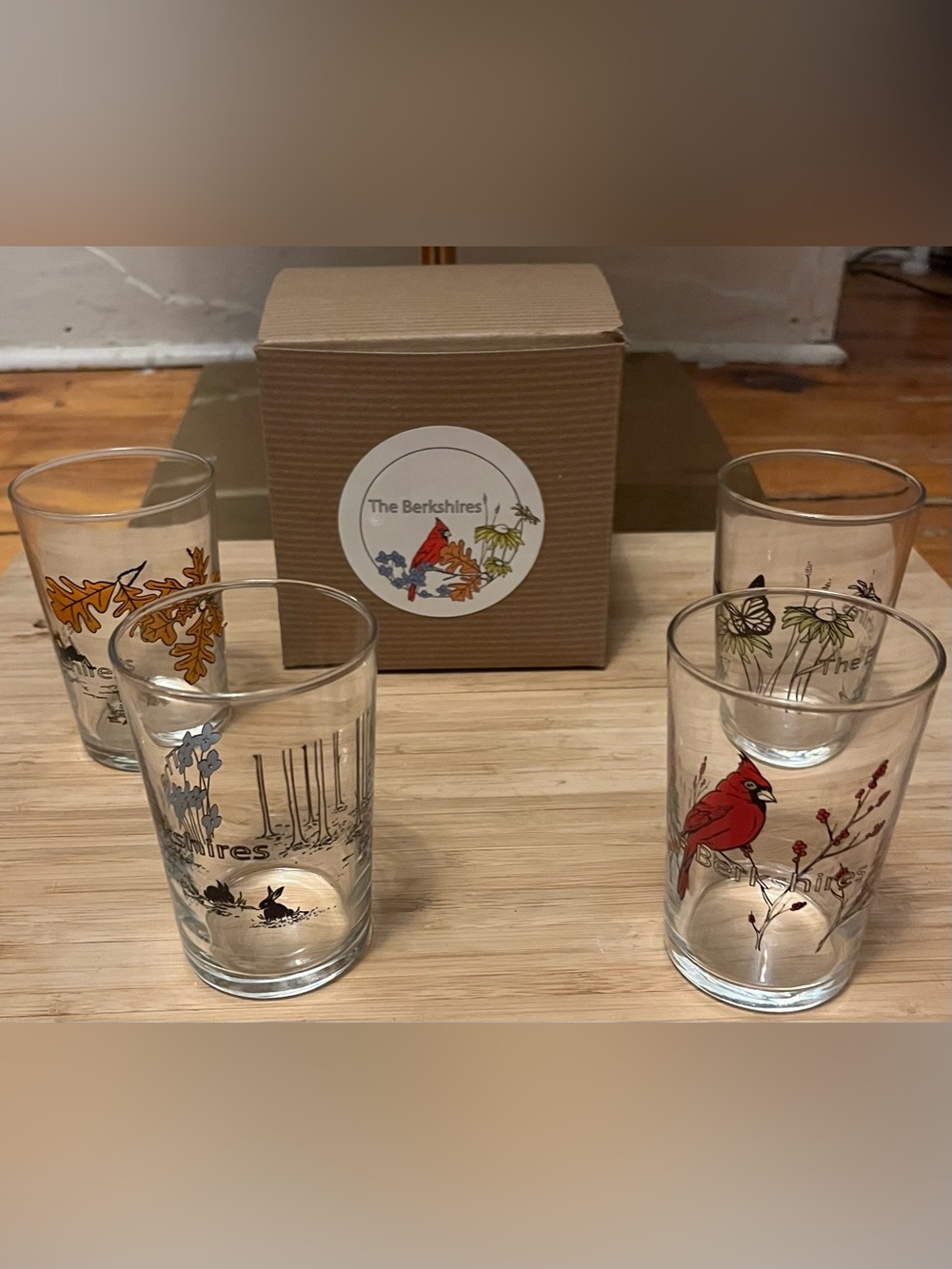 The Berkshires Seasons Glasses Set of Four 7oz Made In USA Mass MoCA NIB